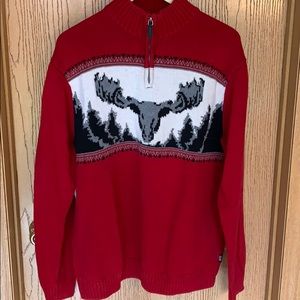 Chaps 1/4 zip XL sweater with moose head logo